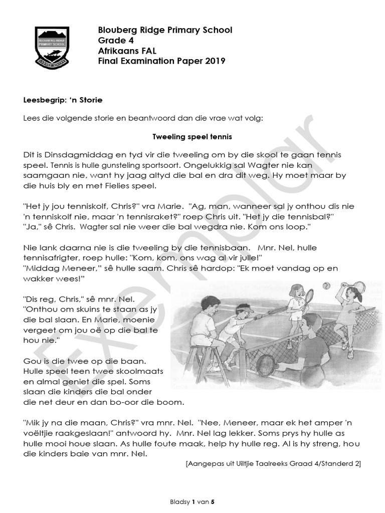 Grade 4 Afrikaans Fal Final Examination 2019 Pdf