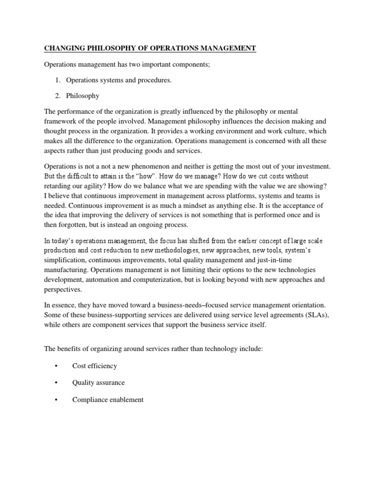 Evolving Operations Management Philosophy | PDF | Operations Management ...