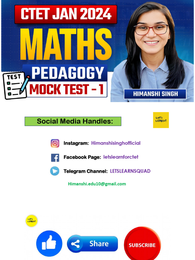 CTET Jan24 Maths Pedagogy Mock Test 2 | PDF | Mathematics | Language ...