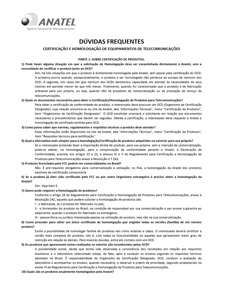 Anatel Certificacao | PDF