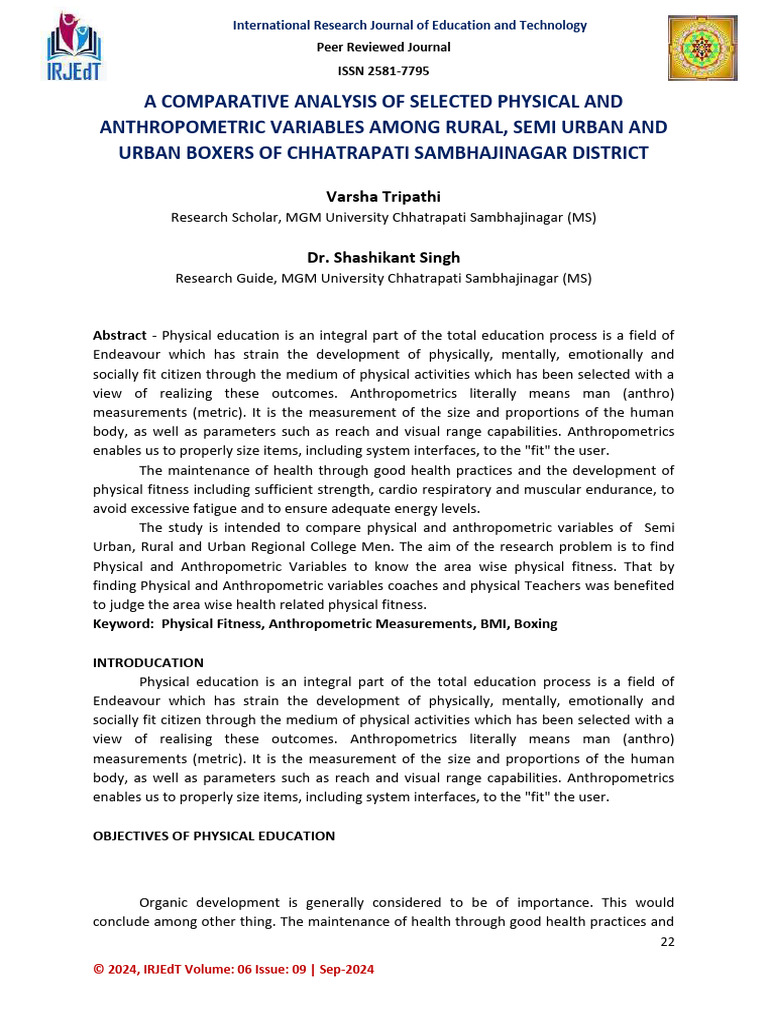 A Comparative Analysis of Selected Physical and Anthropometric ...