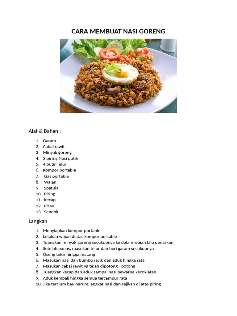 Cara Membuat Nasi Goreng | PDF