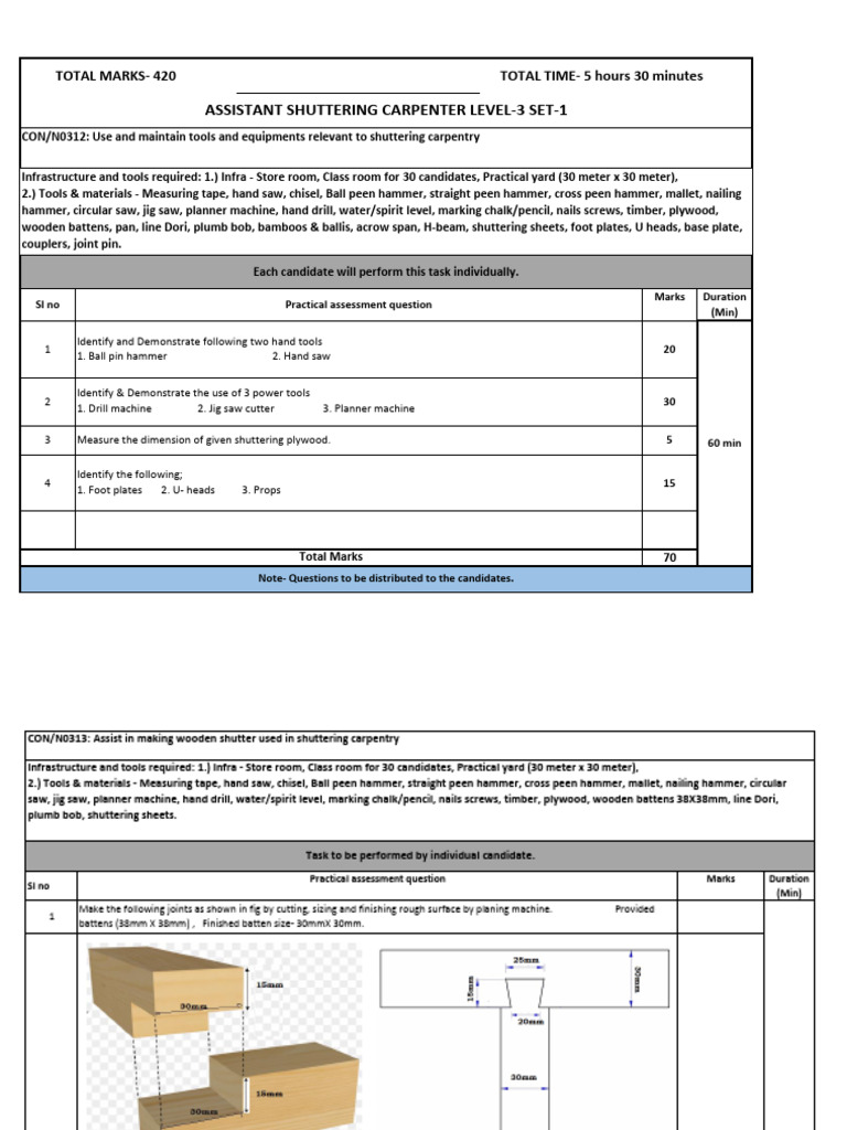 Shuttering Carpenter Assessment Guide | PDF | Scaffolding | Personal ...