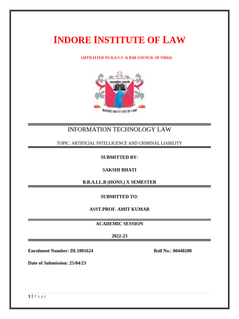 Artificial Intelligence And Criminal Liability It Law Pdf