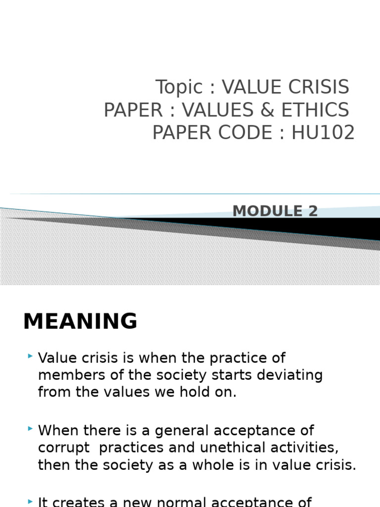 Value Crisis Ppt 1 Pdf