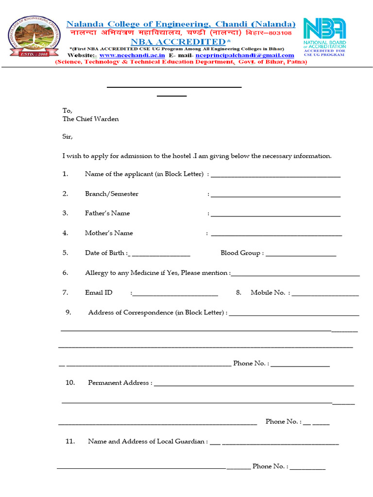 Admission Form Update 31.08.2024 | PDF