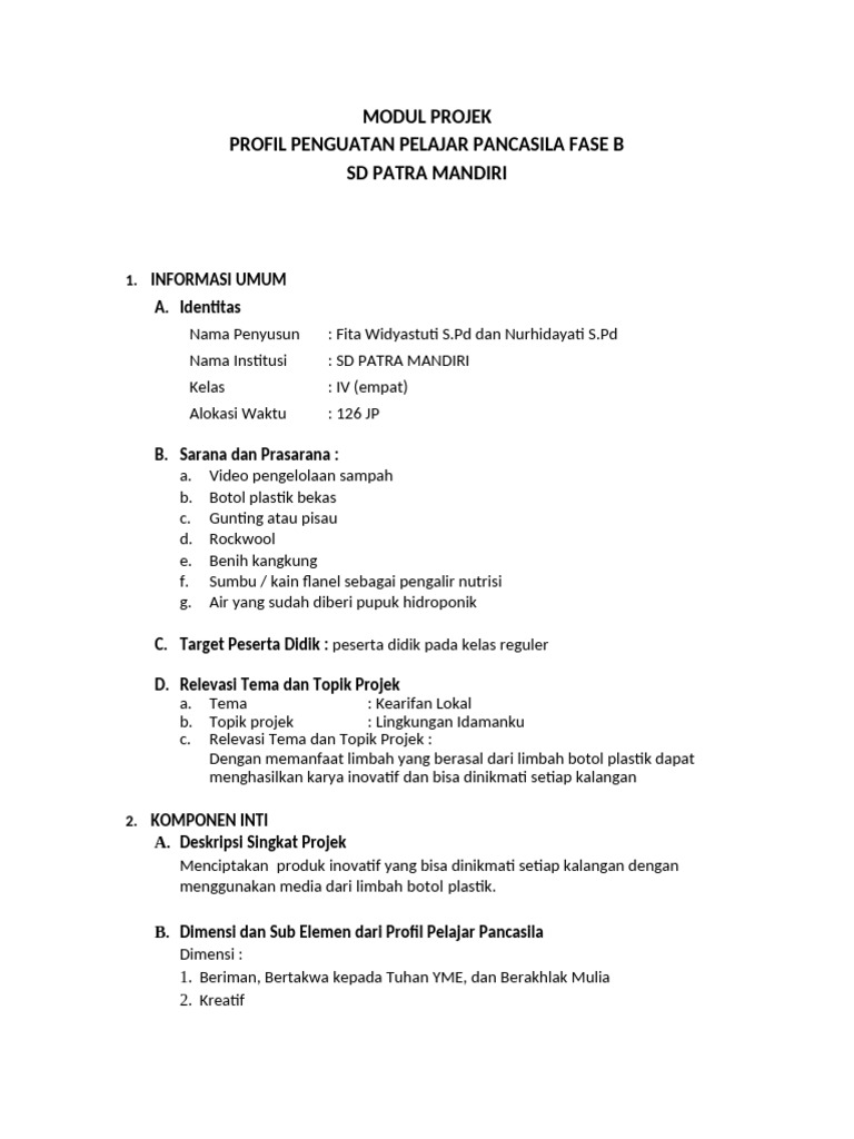 Modul Projek Kelas Iv | PDF