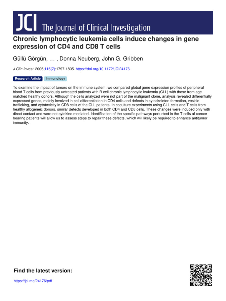 Chronic Lymphocytic Leukemia Cells Induce Changes in Gene Expression of ...