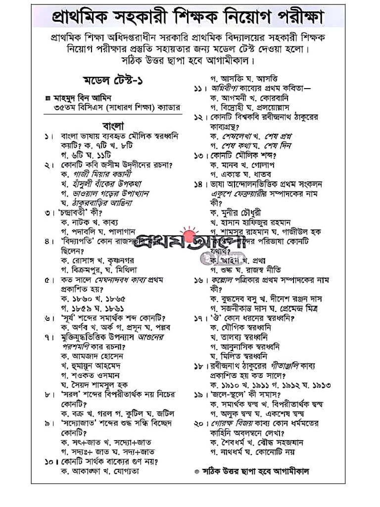 Primary Model Test 1 80 | PDF