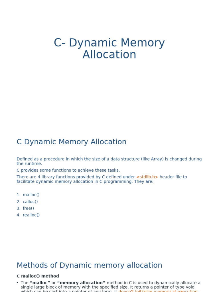 8.C - Dynamic Memory Allocation | PDF