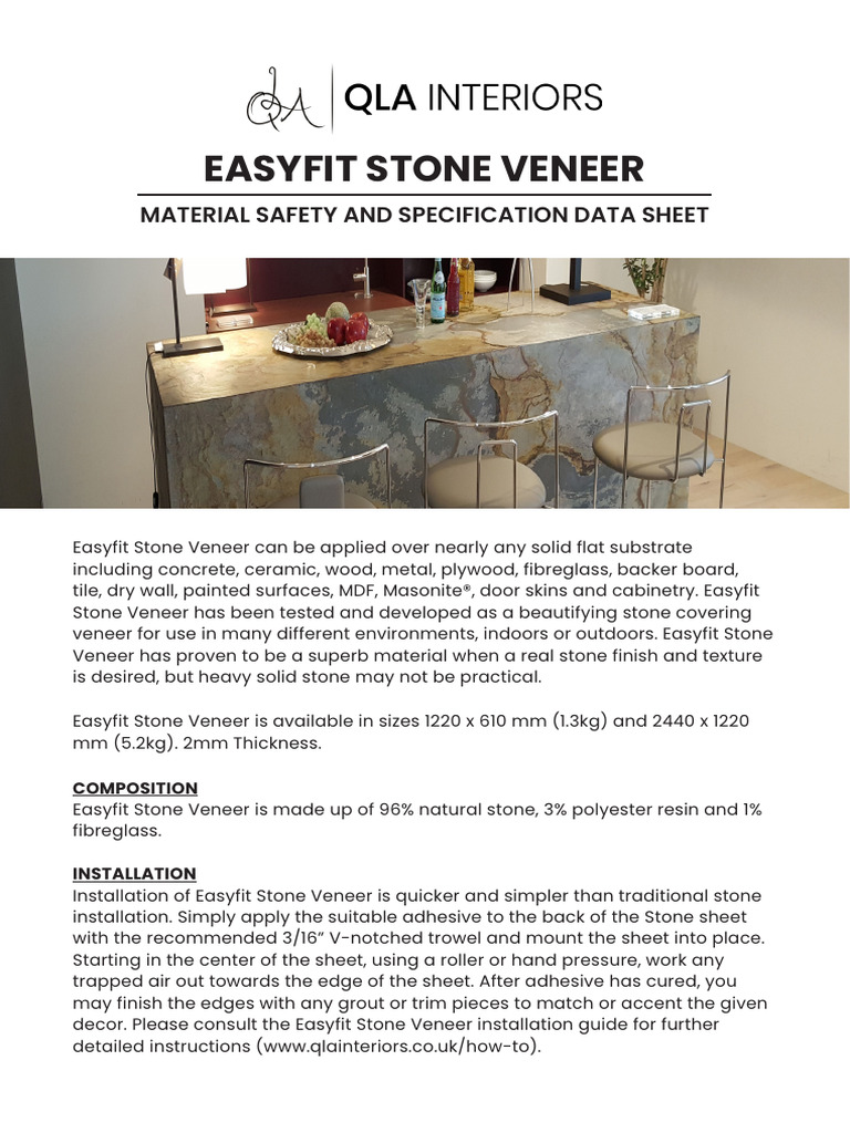 Easyfit Stone Specification Sheet | PDF