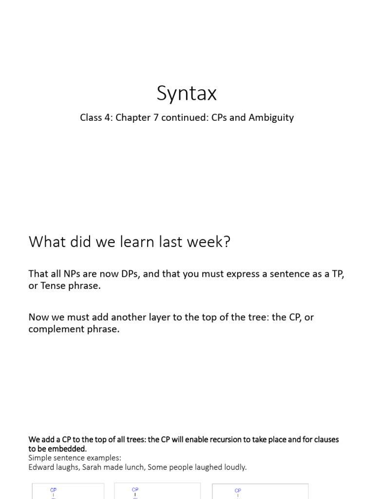 UNED-Syntax Class 4 2021 | PDF