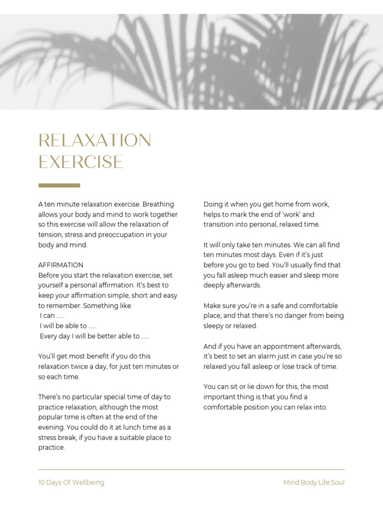 Relaxation Exercise | PDF