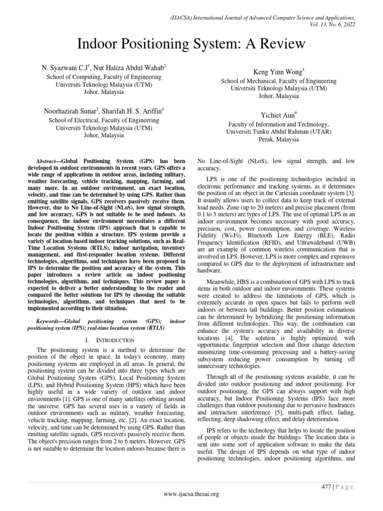 L Indoor - Positioning - System - A - Review | PDF