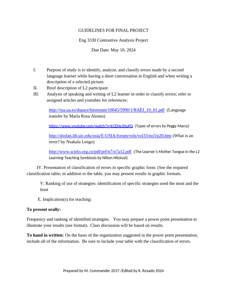 1 Guidelines for Final Project 2024 | PDF