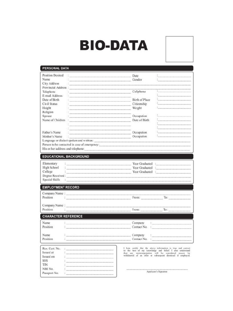 Bio Data | PDF