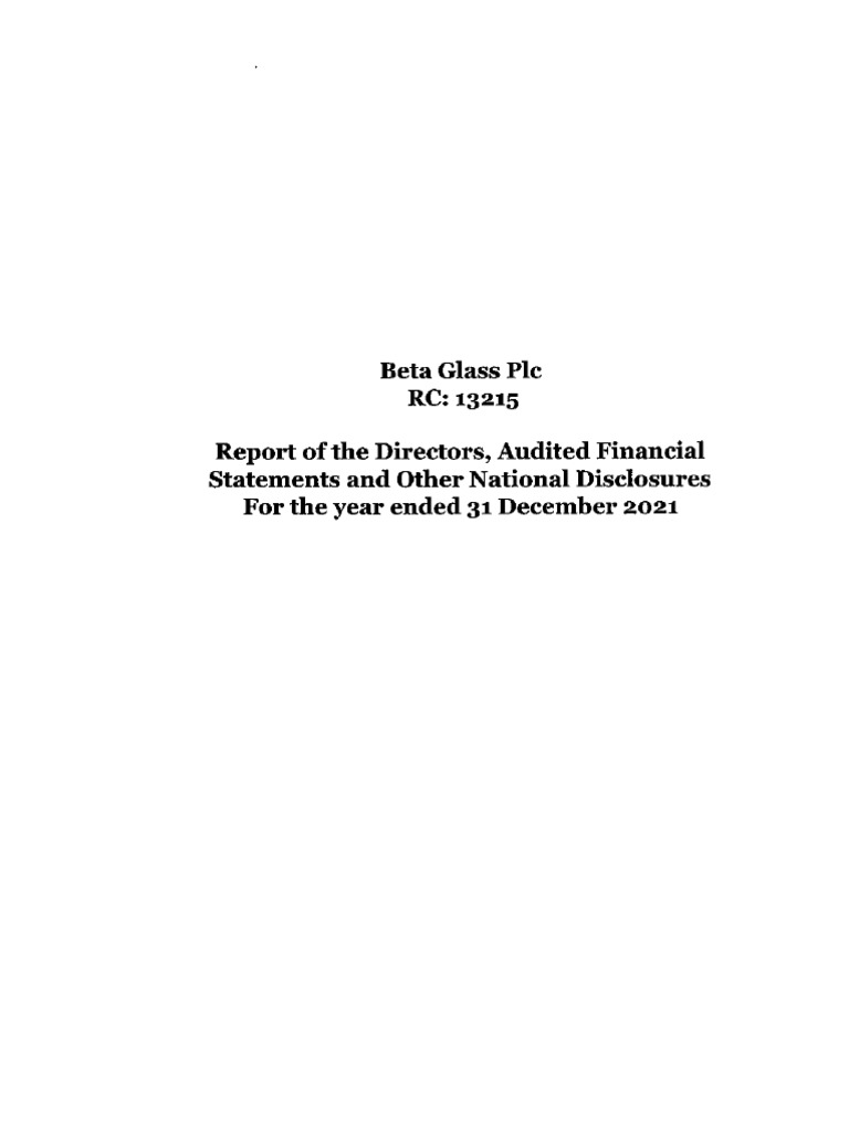 Beta Glass PLC Audited Financial Statement For 2021 F | PDF