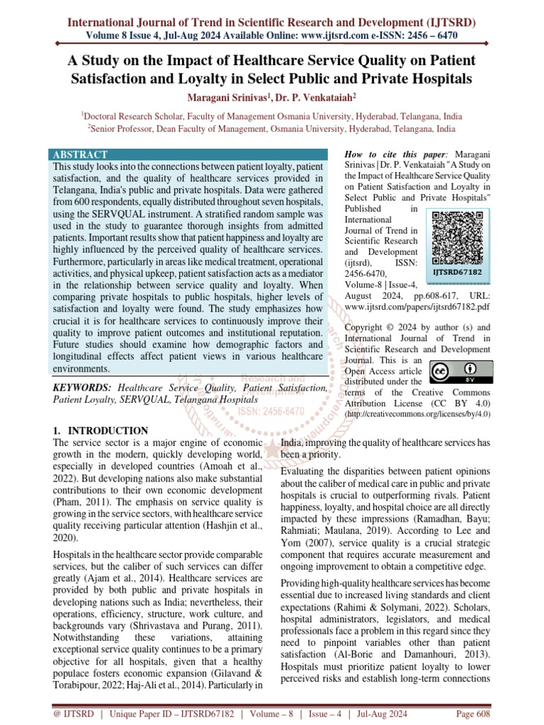 A Study On The Impact of Healthcare Service Quality On Patient ...