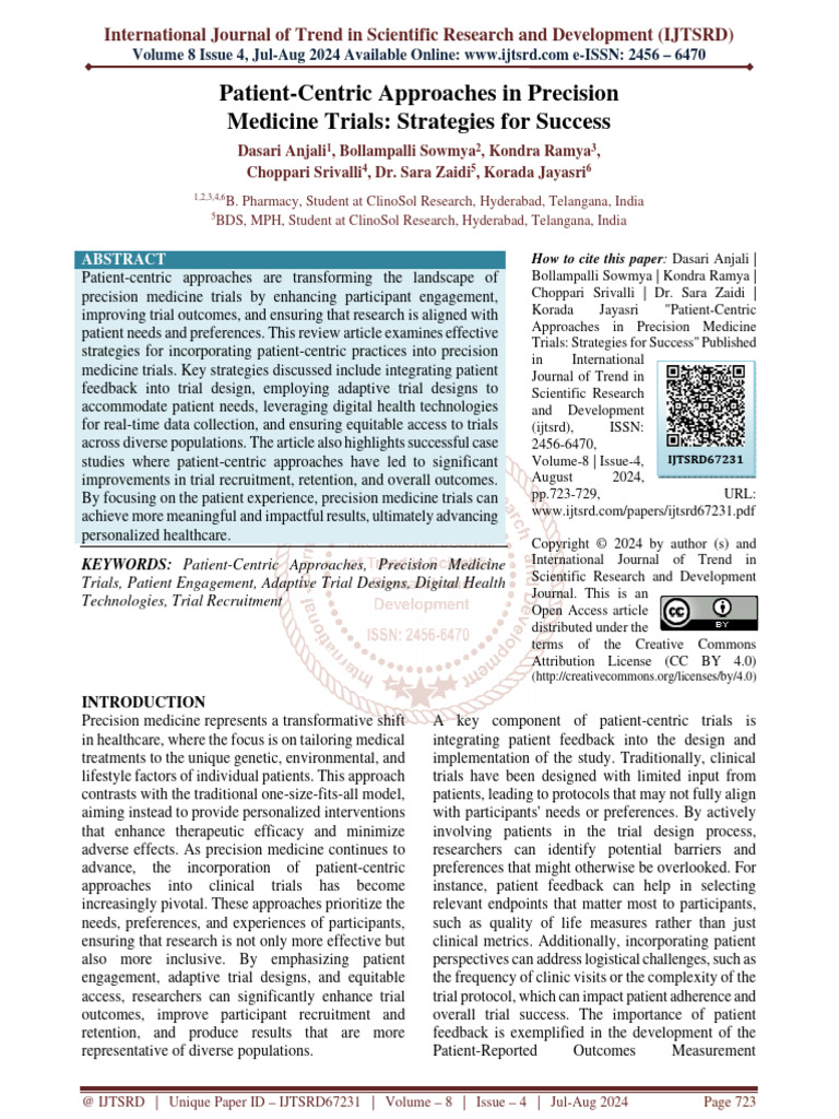 Patient Centric Approaches In Precision Medicine Trials Strategies For