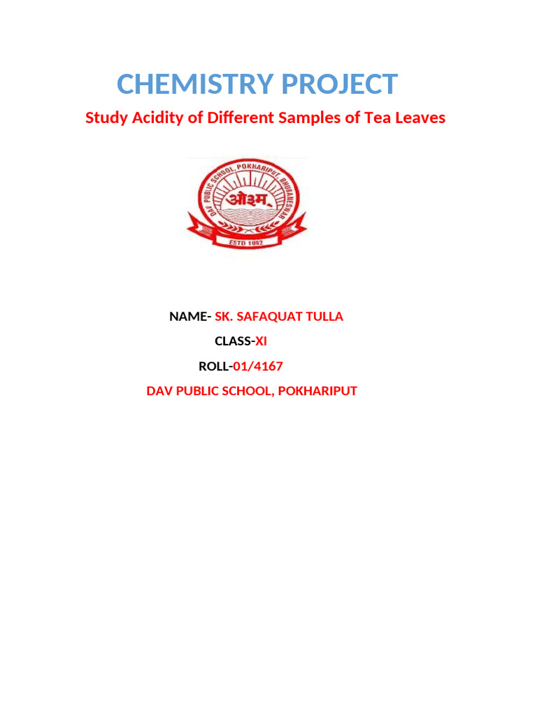 Study Acidity of Different Samples of Tea Leaves | PDF