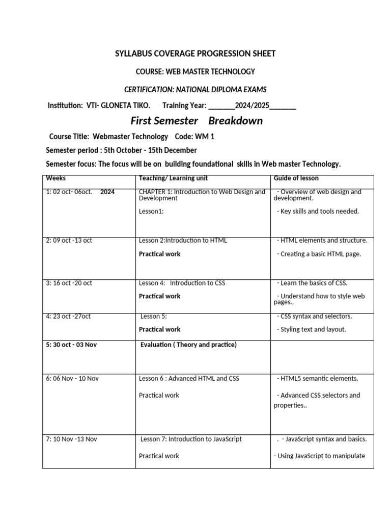 Web master syllabus pdf