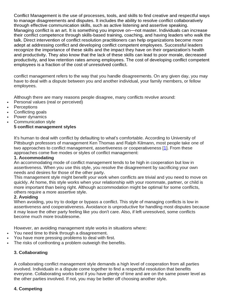 Conflict Management Peace Building | PDF