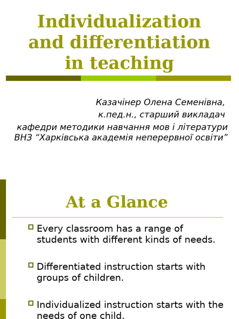 On LINE Individualization and Differentiation in Teaching | PDF