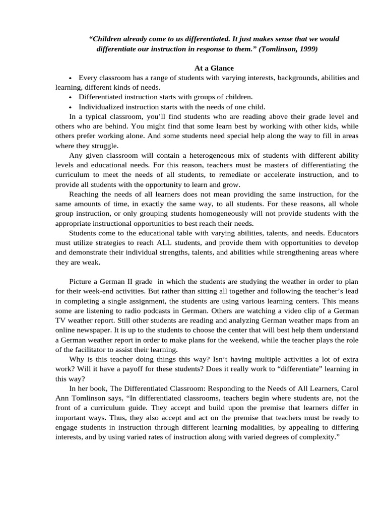 Individualization and Differentiation | PDF