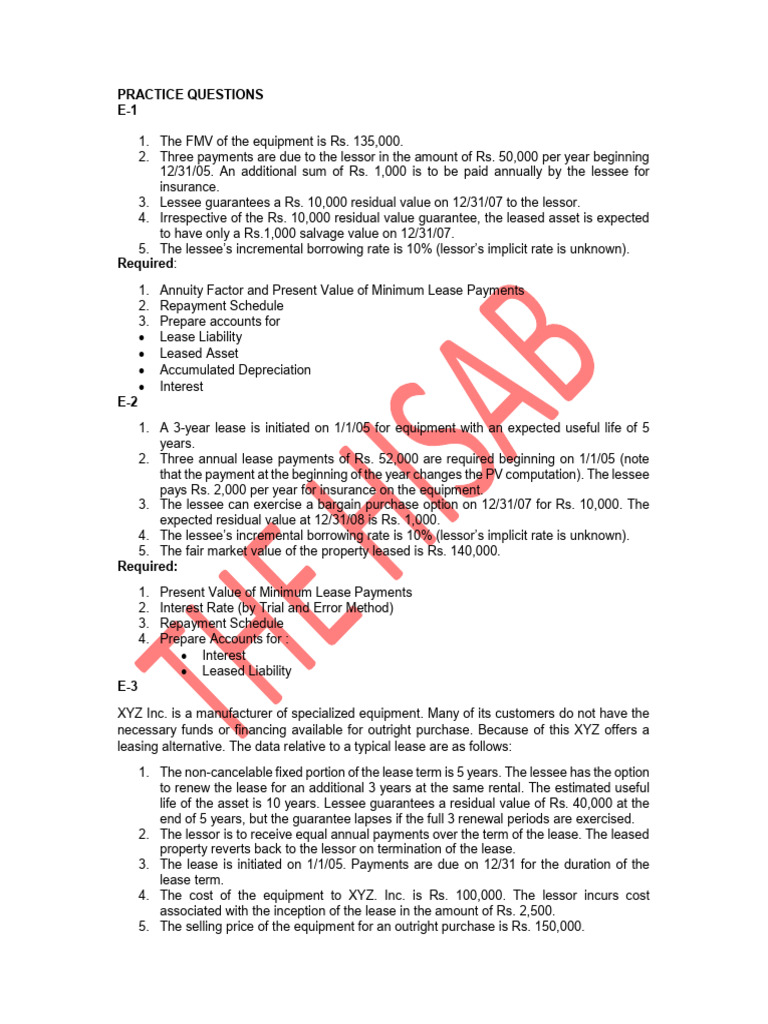Practice Questions IFRS 16 (v1) | PDF