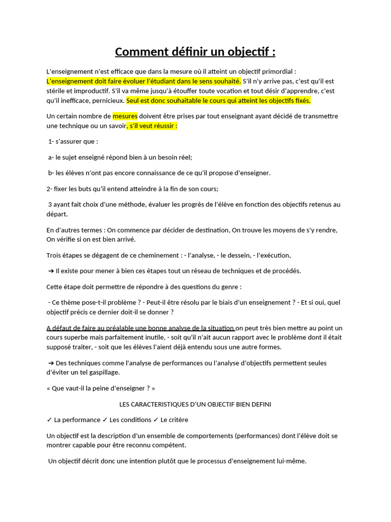 Comment Définir Un Objectif | PDF