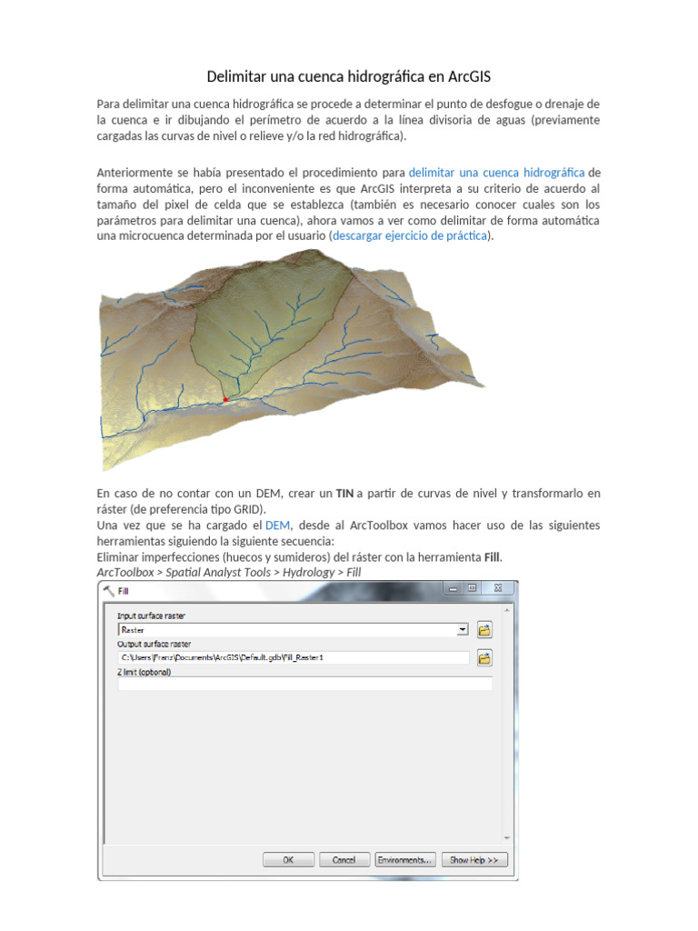Delimitar Una Cuenca Hidrográfica en ArcGIS | PDF