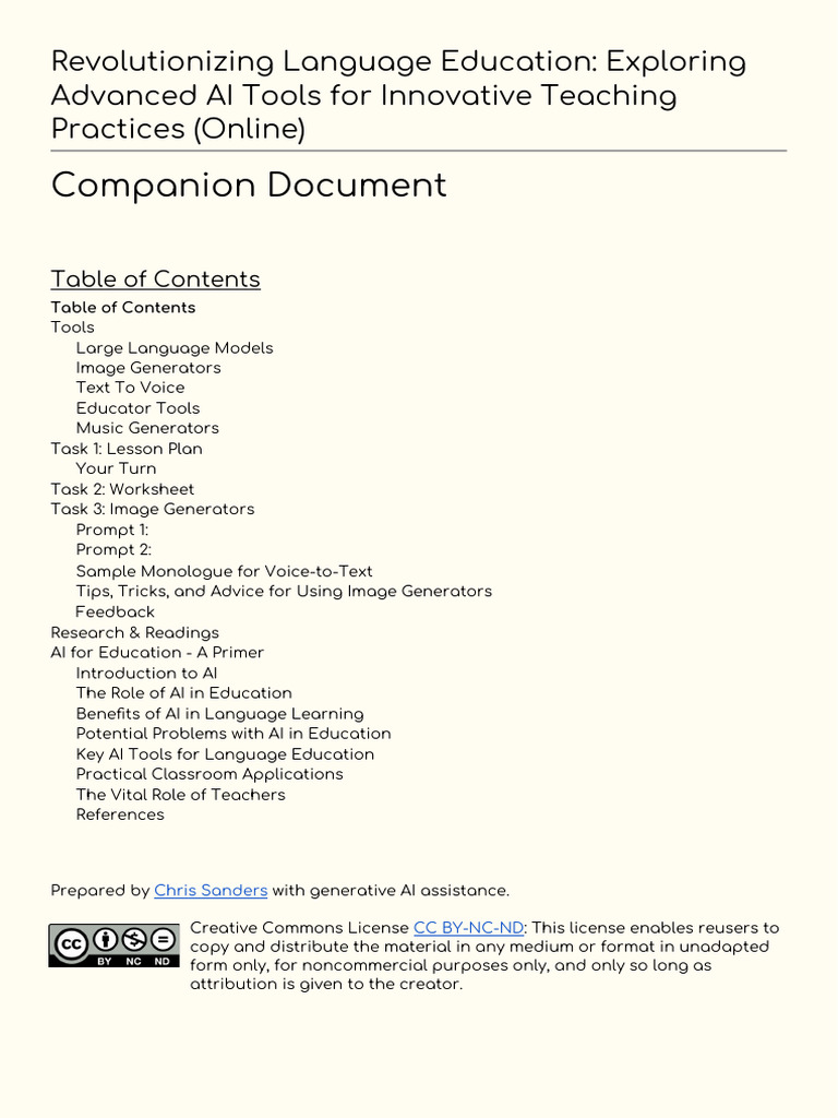 Generative AI Training - Companion Document | PDF