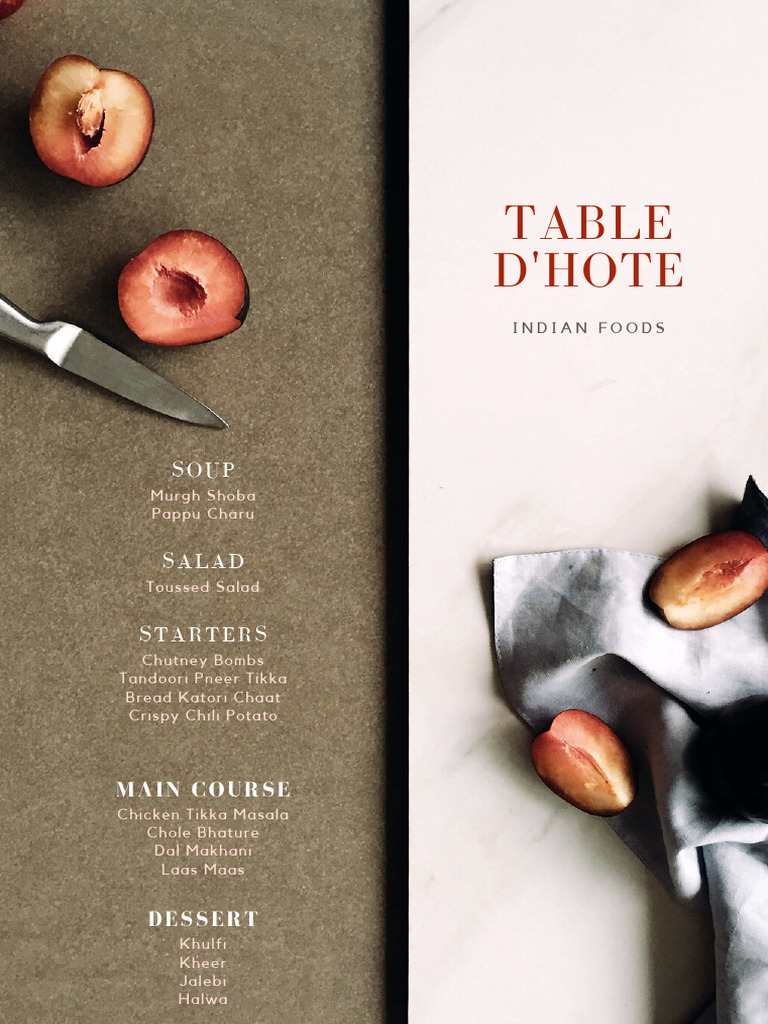 Menu Table D'hote | PDF