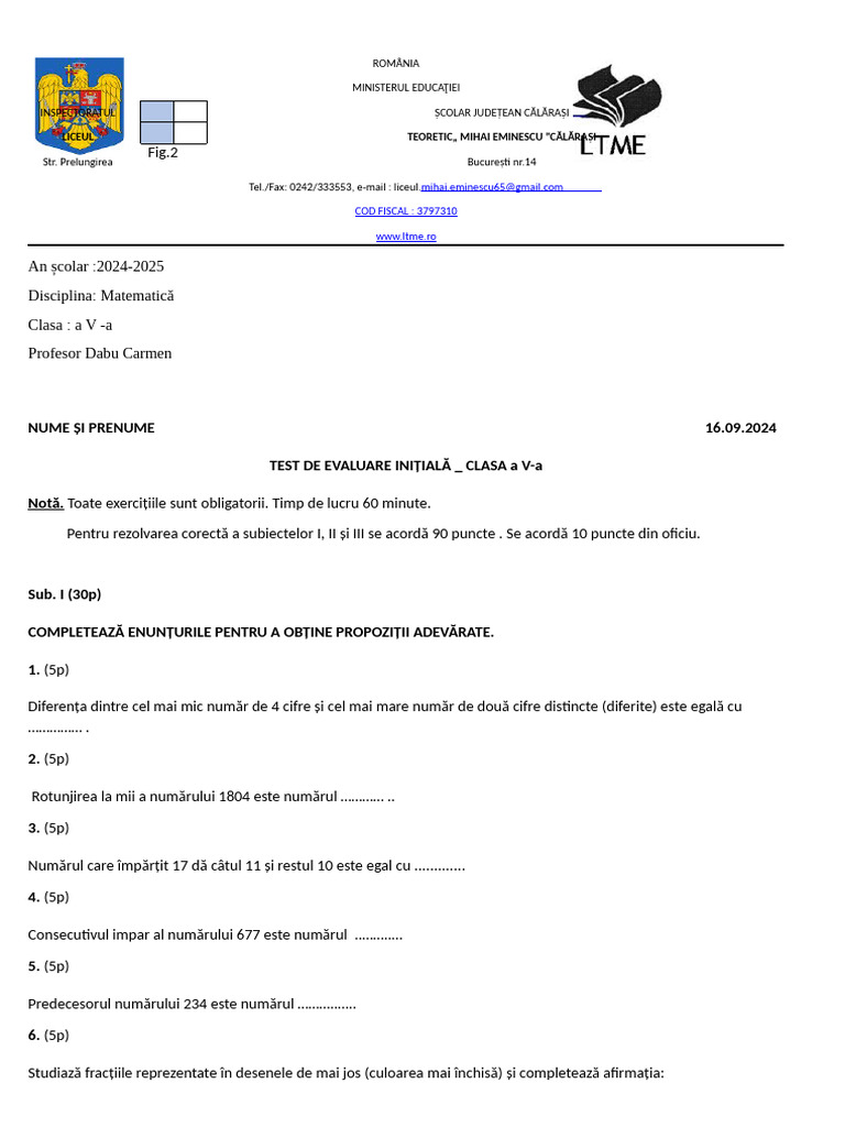 Test Initial cls.5 2024 | PDF