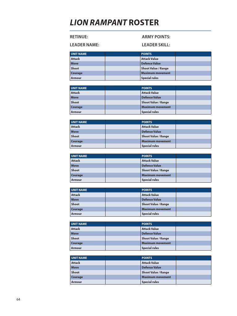 Lion Rampant Roster Engla | PDF