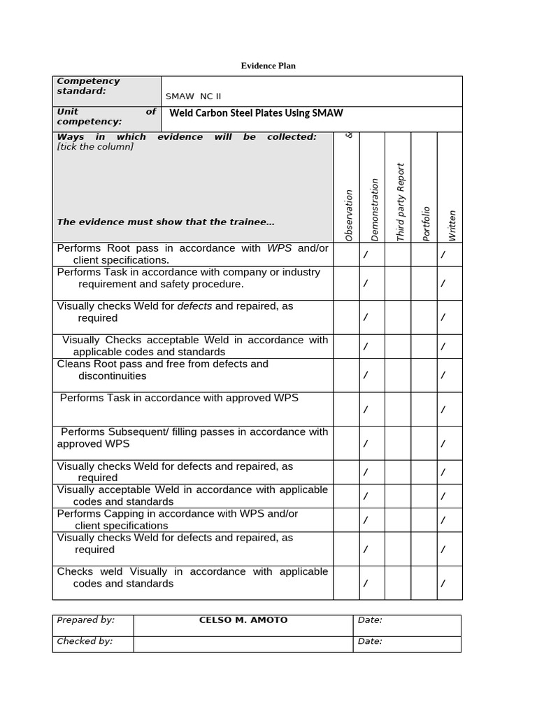 Celso M. Amoto PTS 9-Evidence Plan | PDF