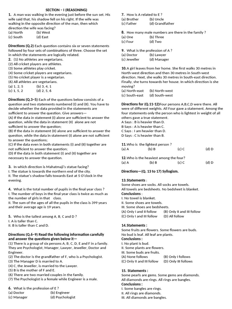 Reasoning Handout 2 - WA | PDF