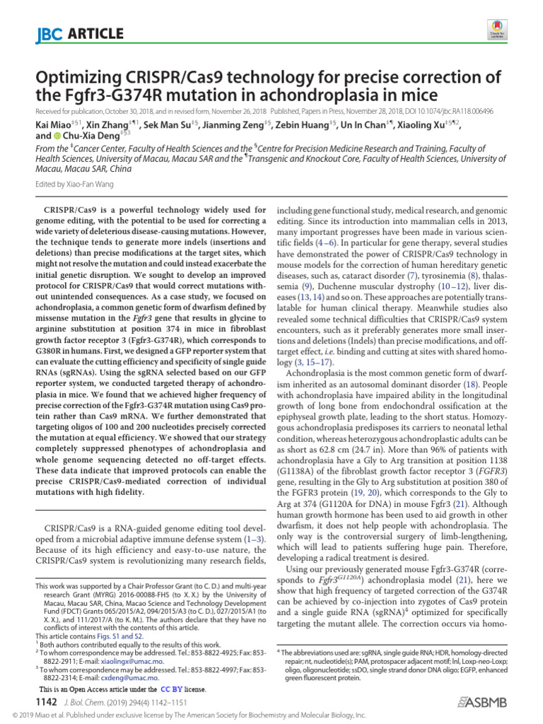 Optimizing CRISPR Cas9 Technology For Precise Corr | PDF