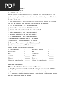 Maths Class 6 Equation