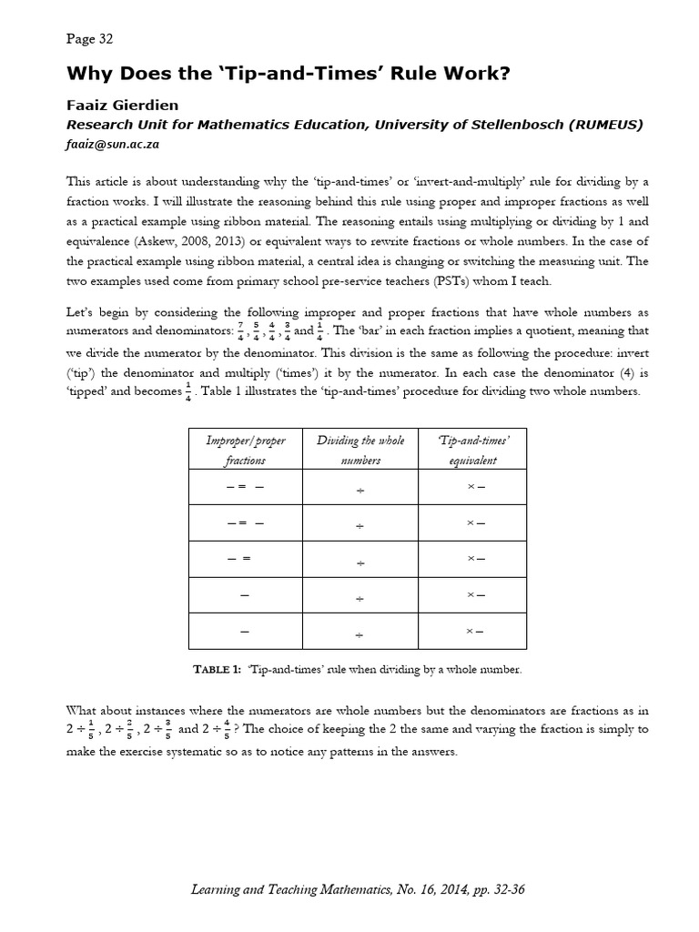 Tip and Times Rule | PDF