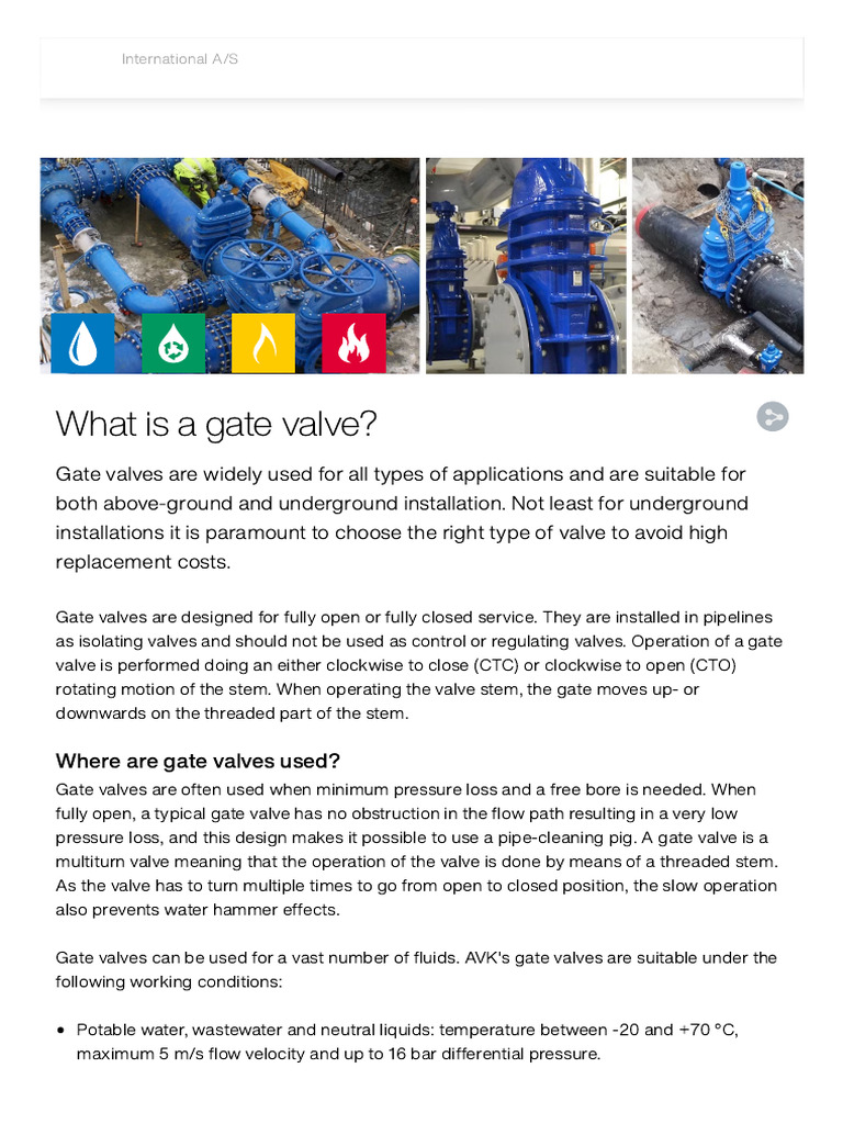 Gate Valve Learn About Gate Valves Avk International Pdf