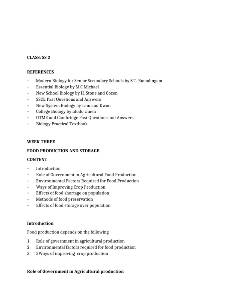 WK 3 Food - Production - and - Storage | PDF