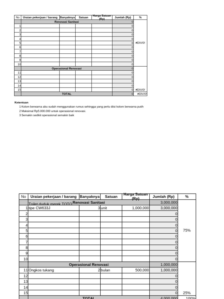 Format RAB Sarana Sanitasi | PDF