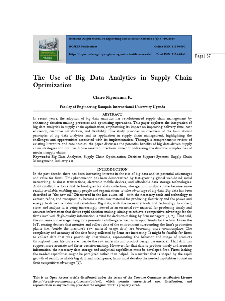 The Use of Big Data Analytics in Supply Chain Optimization | PDF | Big ...