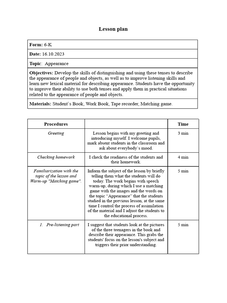 Lesson Plan 2 | PDF