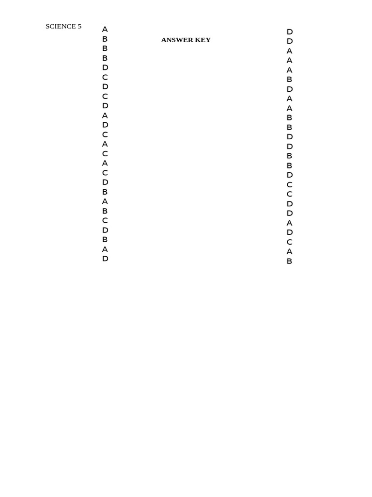 Science 5 - Answer Key | PDF