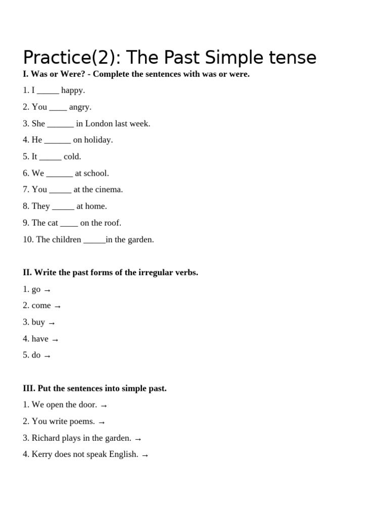 Practice 2 Past Simple | PDF