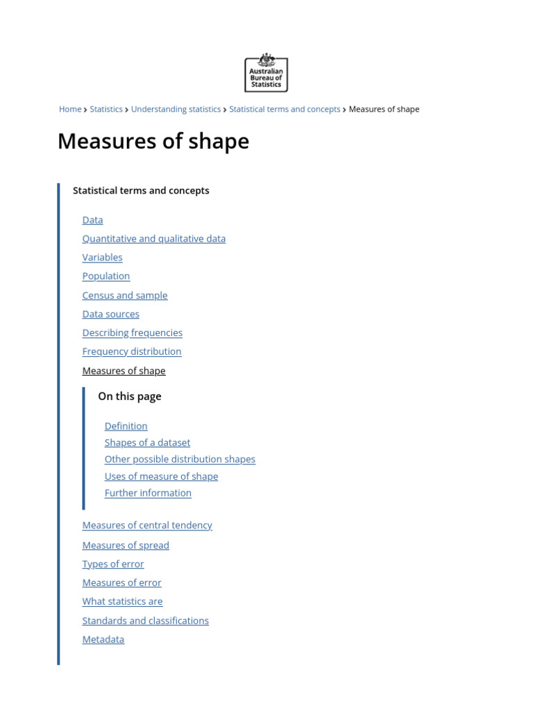 Measures of Shape - Australian Bureau of Statistics | PDF