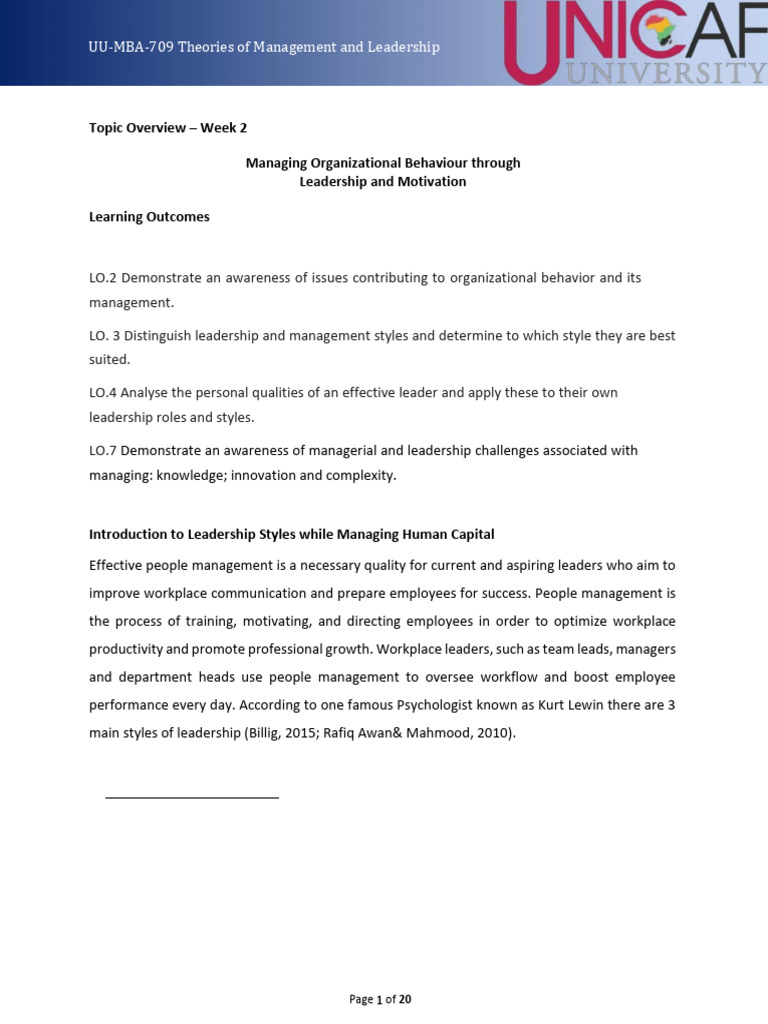 MBA-709-Topic Overview - Week 2 | PDF