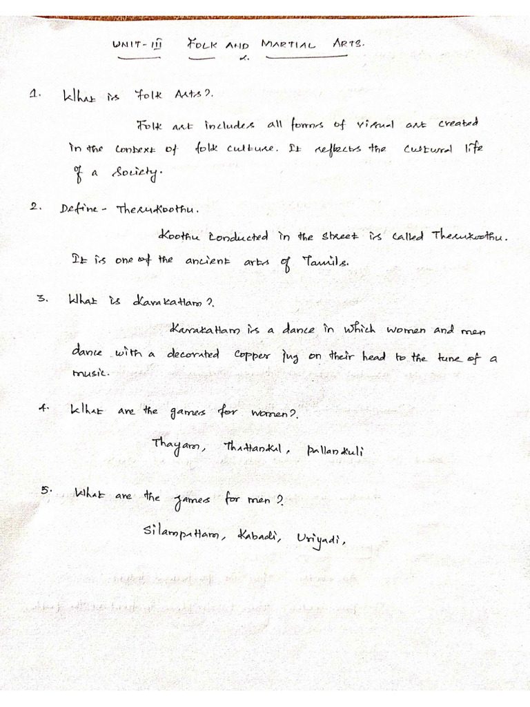 Tamilar Marbu. Unit III& IV ENGLISH | PDF